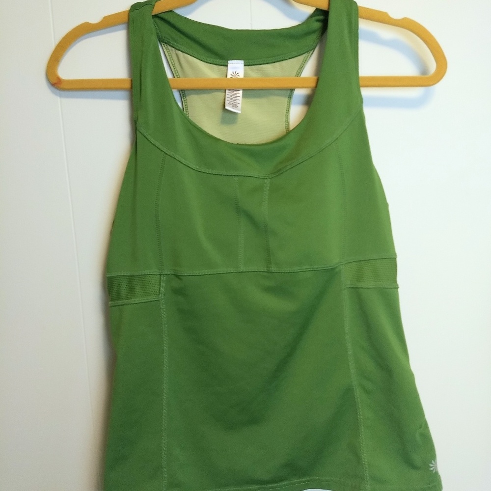 Athleta green tank jogging shirt cami bra top